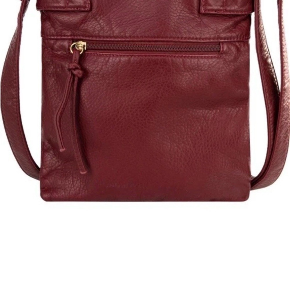 Montana West, Burgundy,‎ Soft Stone Washed Leather Crossbody Bag